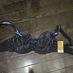 Chantelle Midnight Blue and Black Embroidered Bra